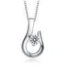 MEGAN WALFORD MEGAN WALFORD STERLING SILVER CLEAR ROUND CUBIC ZIRCONIA HOOK DROP NECKLACE