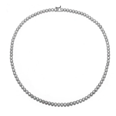 Megan Walford Sterling Silver Clear Round Cubic Zirconia Tennis Necklace In White