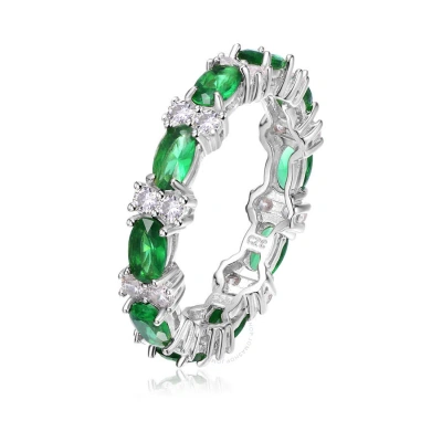 Megan Walford Sterling Silver Cubic Zirconia Chunky Eternity Band Ring In Green
