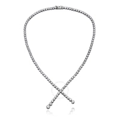 Megan Walford Sterling Silver Cubic Zirconia Twist Necklace In Metallic