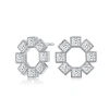 MEGAN WALFORD MEGAN WALFORD STERLING SILVER EIGHT STONE PRINCESS CUBIC ZIRCONIA MILGRAIN BEZEL EARRINGS