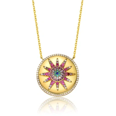 Megan Walford Sterling Silver Gold Plated Multi Color Cubic Zirconia Necklace In Multi-color