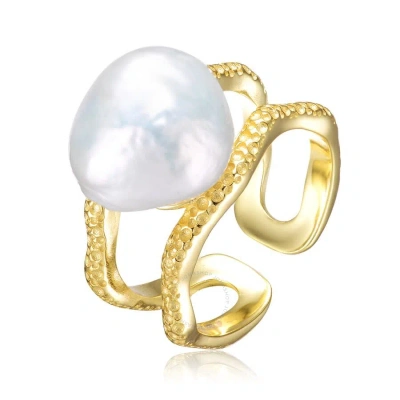Megan Walford Sterling Silver Gold Plated With Genuine Freshwater Pearl Contemporary Ring In Mother Of Pearl