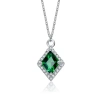 MEGAN WALFORD MEGAN WALFORD STERLING SILVER GREEN AND CLEAR CUBIC ZIRCONIA HALO NECKLACE