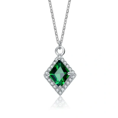Megan Walford Sterling Silver Green And Clear Cubic Zirconia Halo Necklace