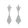 MEGAN WALFORD MEGAN WALFORD STERLING SILVER MARQUISE WITH PEAR AND ROUND CUBIC ZIRCONIA CLUSTER DROP EARRINGS