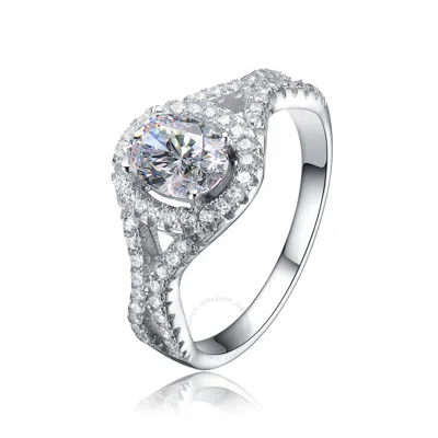 Megan Walford Sterling Silver Mounted Cubic Zirconia Solitaire With Halo Ring In Silver Tone