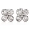 MEGAN WALFORD MEGAN WALFORD STERLING SILVER PEAR AND ROUND CUBIC ZIRCONIA CLOVER EARRINGS
