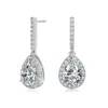 MEGAN WALFORD MEGAN WALFORD STERLING SILVER PEAR AND ROUND CUBIC ZIRCONIA HALO DROP EARRINGS