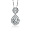 MEGAN WALFORD MEGAN WALFORD STERLING SILVER PEAR AND ROUND CUBIC ZIRCONIA HALO NECKLACE