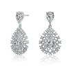 MEGAN WALFORD MEGAN WALFORD STERLING SILVER PEAR AND ROUND CUBIC ZIRCONIA LACE CLUSTER DROP EARRINGS