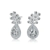 MEGAN WALFORD MEGAN WALFORD STERLING SILVER PEAR WITH ROUND AND TAPERED BAGUETTE CUBIC ZIRCONIA DROP EARRINGS