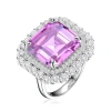 MEGAN WALFORD MEGAN WALFORD STERLING SILVER PINK ASSCHER CUBIC ZIRCONIA HALO COCKTAIL RING
