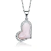 MEGAN WALFORD MEGAN WALFORD STERLING SILVER PINK HEART WITH ROUND CUBIC ZIRCONIA HEART NECKLACE