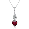 MEGAN WALFORD MEGAN WALFORD STERLING SILVER RED CUBIC ZIRCONIA HEART PENDANT NECKLACE