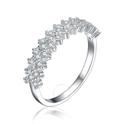 Megan Walford Sterling Silver Rhodium Plated And Cubic Zirconia Band Ring In Metallic