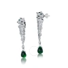 MEGAN WALFORD MEGAN WALFORD STERLING SILVER RHODIUM PLATED WITH EMERALD AND CLEAR CUBIC ZIRCONIA FAUNA DROP EARRIN