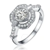 MEGAN WALFORD MEGAN WALFORD STERLING SILVER ROUND AND BAGUETTE CUBIC ZIRCONIA ENGAGEMENT RING