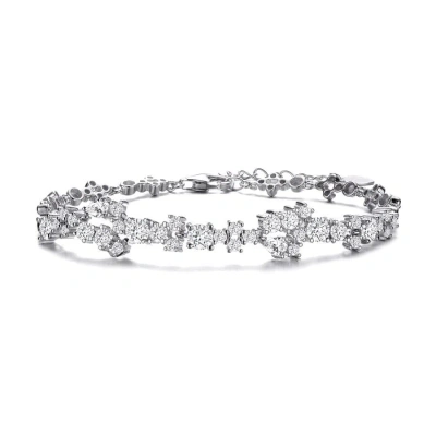 Megan Walford Sterling Silver Round And Pear Cubic Zirconia Accent Bracelet In White