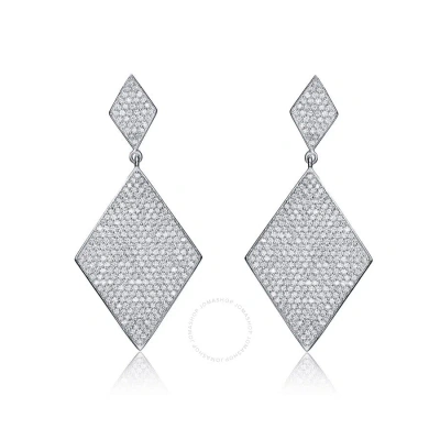 Megan Walford Sterling Silver Round Clear Cubic Zirconia Diamond Drop Earrings In White