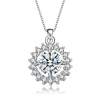 MEGAN WALFORD MEGAN WALFORD STERLING SILVER ROUND CUBIC ZIRCONIA FLOWER STYLE PENDANT NECKLACE