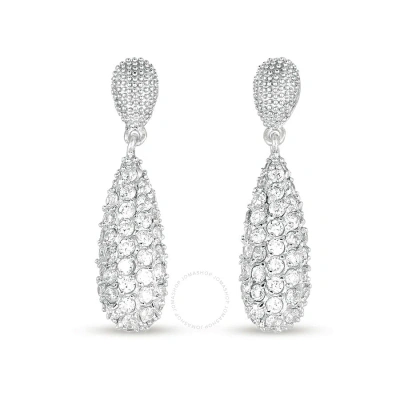 Megan Walford Sterling Silver Round Cubic Zirconia Two-tier Earrings In White