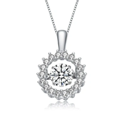 Megan Walford Sterling Silver Round Cubic Zirconia Wreath Pendant Necklace In White