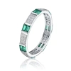 MEGAN WALFORD MEGAN WALFORD STERLING SILVER ROUND WITH GREEN BAGUETTE CUBIC ZIRCONIA TWO ROW ETERNITY RING