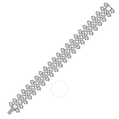 Megan Walford Sterling Silver White Gold Plated Clear Cubic Zirconia Modern Tennis Bracelet