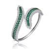 MEGAN WALFORD MEGAN WALFORD STERLING SILVER WHITE GOLD PLATED WITH EMERALD CUBIC ZIRCONIA BANGLE BRACELET