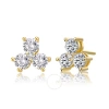 MEGAN WALFORD MEGAN WALFORD STERLING SILVER WITH 14K GOLD PLATED ROUND CUBIC ZIRCONIA CLOVER STUD EARRINGS