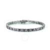 MEGAN WALFORD MEGAN WALFORD STERLING SILVER WITH AMETHYST AND DIAMOND CUBIC ZIRCONIA SQUARE LINK TENNIS BRACELET