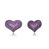 MEGAN WALFORD MEGAN WALFORD STERLING SILVER WITH BLACK PLATED MULTI COLORED ROUND CUBIC ZIRCONIA HEART EARRINGS