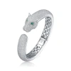 MEGAN WALFORD MEGAN WALFORD STERLING SILVER WITH EMERALD & DIAMOND CUBIC ZIRCONIA HINGED OPEN CUFF BANGLE BRACELET
