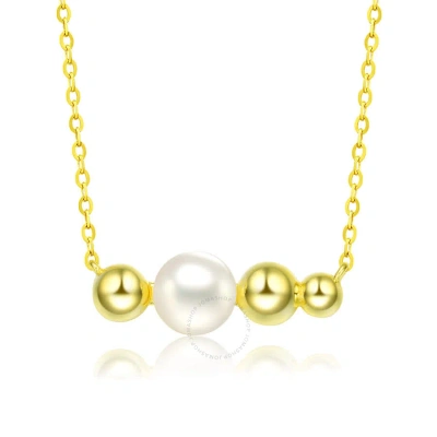 Megan Walford Sterling Silver With Gold Plated And 6mm Fresh Water Pearl Necklace In Mother Of Pearl