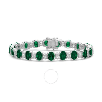 Megan Walford Sterling Silver With Oval Cubic Zirconia Tennis Bracelet In Metallic