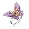MEGAN WALFORD MEGAN WALFORD STERLING SILVER WITH ROSE GOLD PLATED MULTI COLOR CUBIC ZIRCONIA BUTTERFLY RING