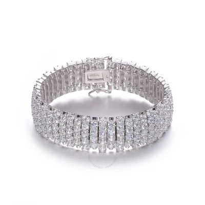 Megan Walford Sterling Silver With White Gold Plated And Clear Cubic Zirconia 5 Row Tennis Bracelet