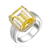 MEGAN WALFORD MEGAN WALFORD STERLING SILVER YELLOW ASSCHER WITH ROUND CUBIC ZIRCONIA PAVE RING