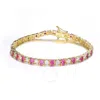 MEGAN WALFORD MEGAN WALFORD STYLISH GOLD OVERLAY STERLING SILVER ROUND PINK AND CLEAR CUBIC ZIRCONIA TENNIS BRACEL