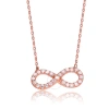 MEGAN WALFORD MEGAN WALFORD STYLISH ROSE OVER STERLING SILVER ROUND CLEAR CUBIC ZIRCONIA INFINITY NECKLACE