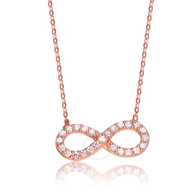 Megan Walford Stylish Rose Over Sterling Silver Round Clear Cubic Zirconia Infinity Necklace In Gold
