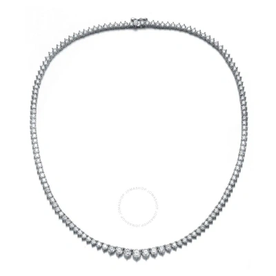 Megan Walford White Gold Plated With Diamond Cubic Zirconia Graduated Tennis Chain Necklace