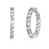 MEGAN WALFORD MEGAN WALFORD WHITE GOLD PLATED WITH DIAMOND CUBIC ZIRCONIA INSIDE OUT HOOP EARRINGS