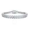 MEGAN WALFORD MEGAN WALFORD WHITE GOLD-PLATED WITH DIAMOND CUBIC ZIRCONIA ROUND FLAT LINK TENNIS BRACELET IN STERL
