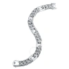 MEGAN WALFORD MEGAN WALFORD WHITE GOLD-PLATED WITH ICED OUT DIAMOND CUBIC ZIRCONIA OBLONG CURB CHAIN BRACELET IN S