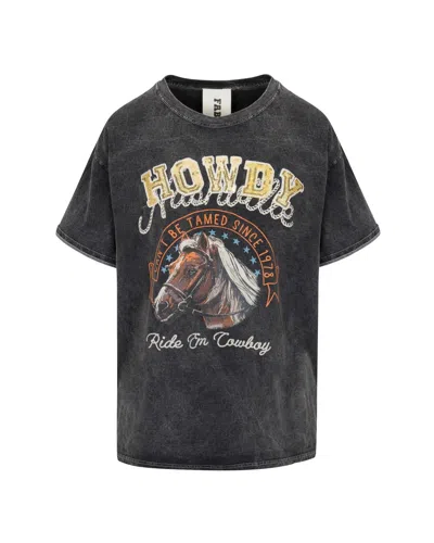 Meghan Fabulous Women's Black Howdy Cowgirl Vintage T-shirt