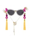 Meghan Fabulous Women's Black / Pink / Yellow Geisha Goddess Sunglasses In Black