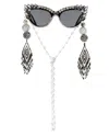 Meghan Fabulous Women's Black / Silver Bunny Babe Sunglasses In Black