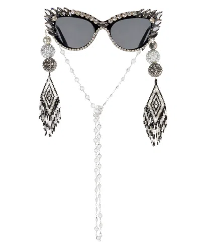 Meghan Fabulous Women's Black / Silver Bunny Babe Sunglasses